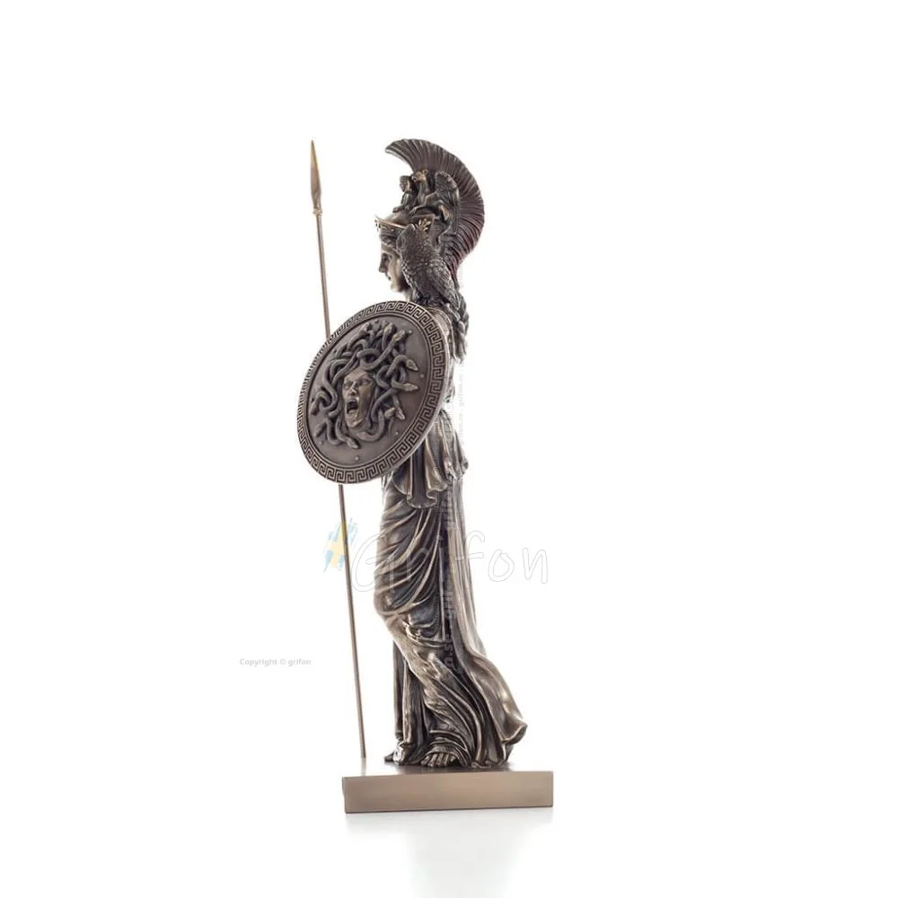 Veronese Design Αθηνά Μπρούτζινο Άγαλμα με Ακόντιο, Ασπίδα και Κουκουβάγια 50 cm - Image 2